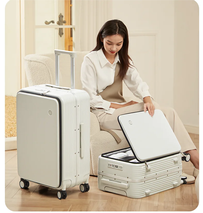 Mixi NEW Aluminum Frame Suitcase Carry On Rolling Luggage with USB Port Boarding Cabin Cup and Phone Holder 20 24 Inch
