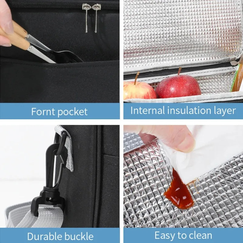 Capacity hand-held with shoulder strap insulated bag, lunch box bag, student thickened waterproof lunch bag.