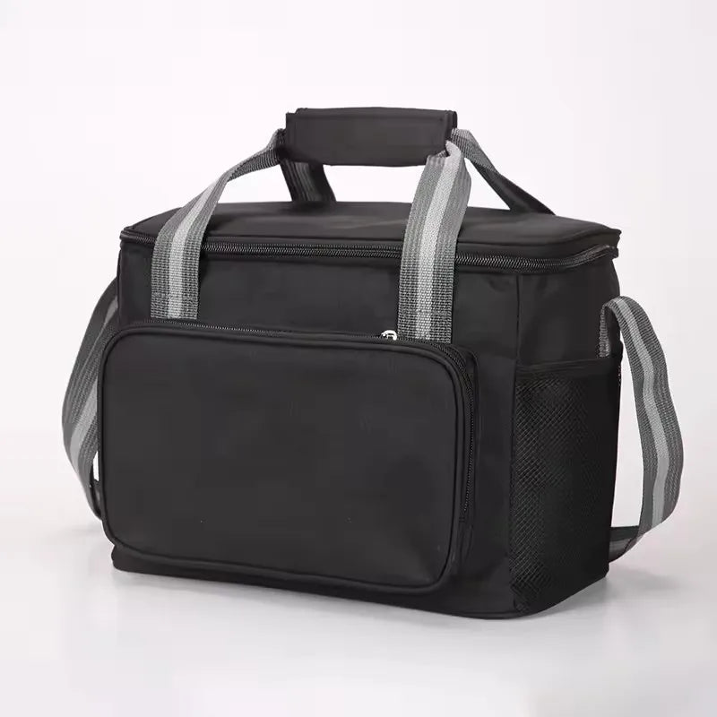 Large Insulated Lunch Bag Black Waterproof Leak-proof Thickened Handheld/Shoulder Carry Outdoor Picnic Lunch Bag