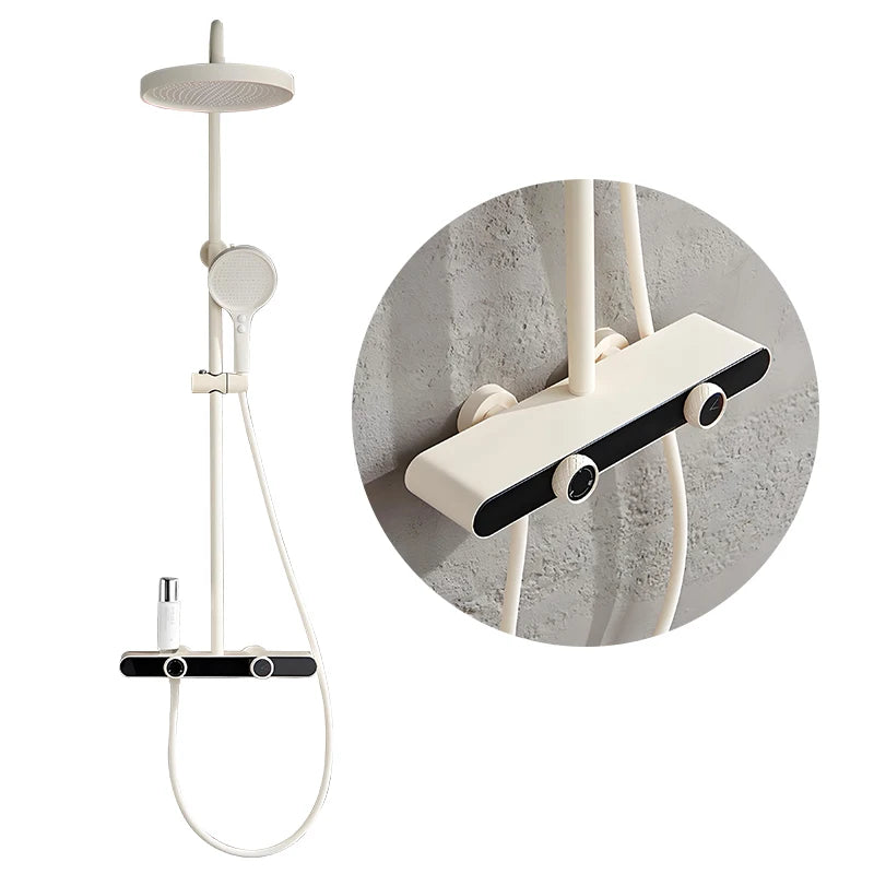 VGX Gold Shower System Set Bathroom Shower Faucet Set 3-way Rainfall Shower Set Shower Mixer Crane with Hand Shower Set White