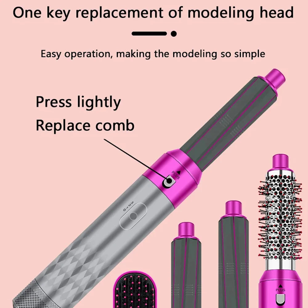 Electric Hair Dryer 5 in 1 Multifunctional Hair Straightener Negative Ion Hair Care Curler Blow Dryer Styling Set Strong Wind