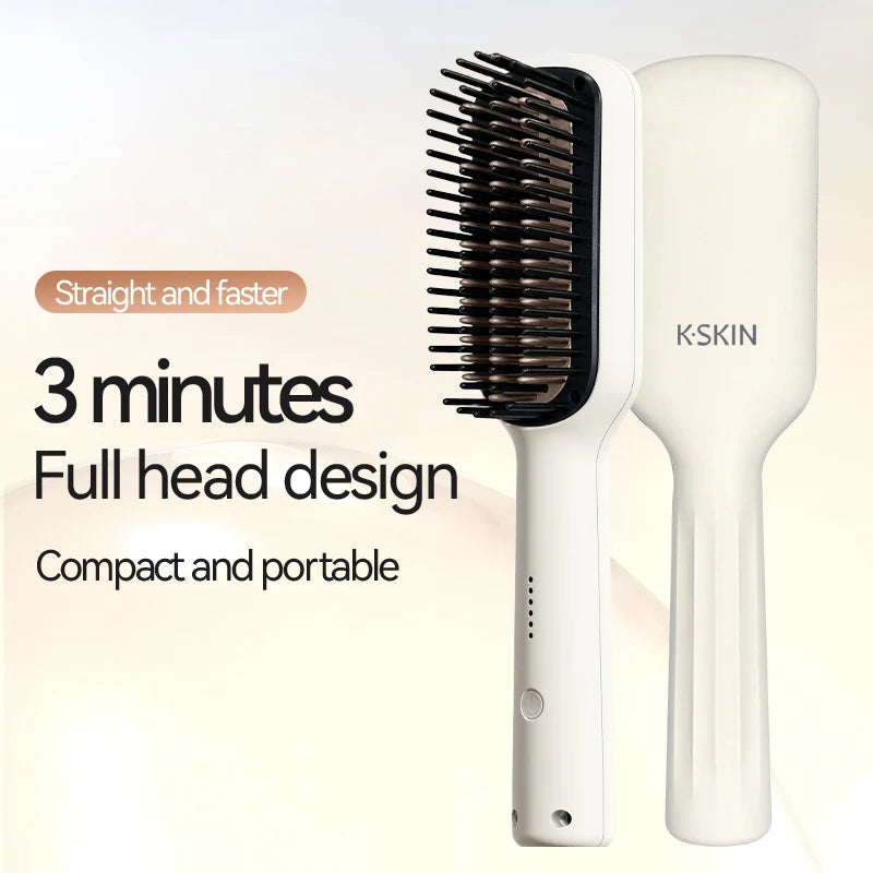 KSKIN Top Hot Sale Hair Straightener 2 in 1 Mini Brush Multifunctional Professional Hair Flat Iron Hair Comb