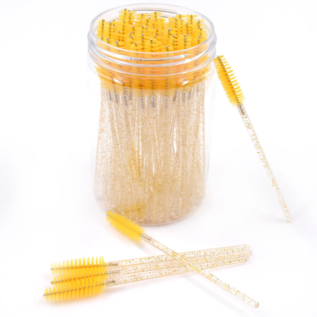 50Pcs/Bottle Eyelash Extension Brushes With Container Eyebrow  Eye Lash Mascara Wands Spoolies In Case Wholesale