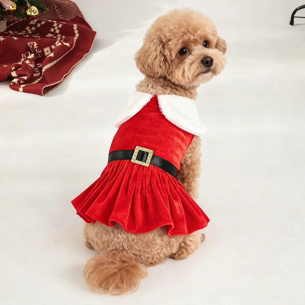 Christmas Dog Dress Pet Christmas Costume Cat Clothes Girl Puppy Xmas Holiday Party Cosplay Outfit Winter Apparel for Small Dogs