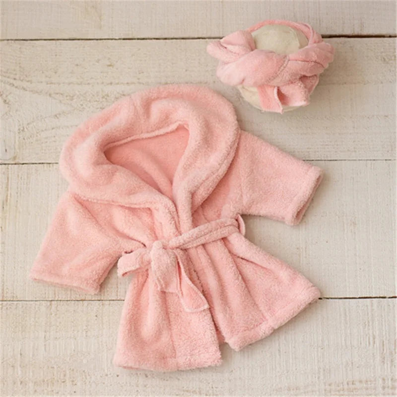 Newborn Photography Props Baby Hooded Robe With Belt Bathrobe Bath Towel Cucumber Set Outfit Baby Costume Photo Accessories