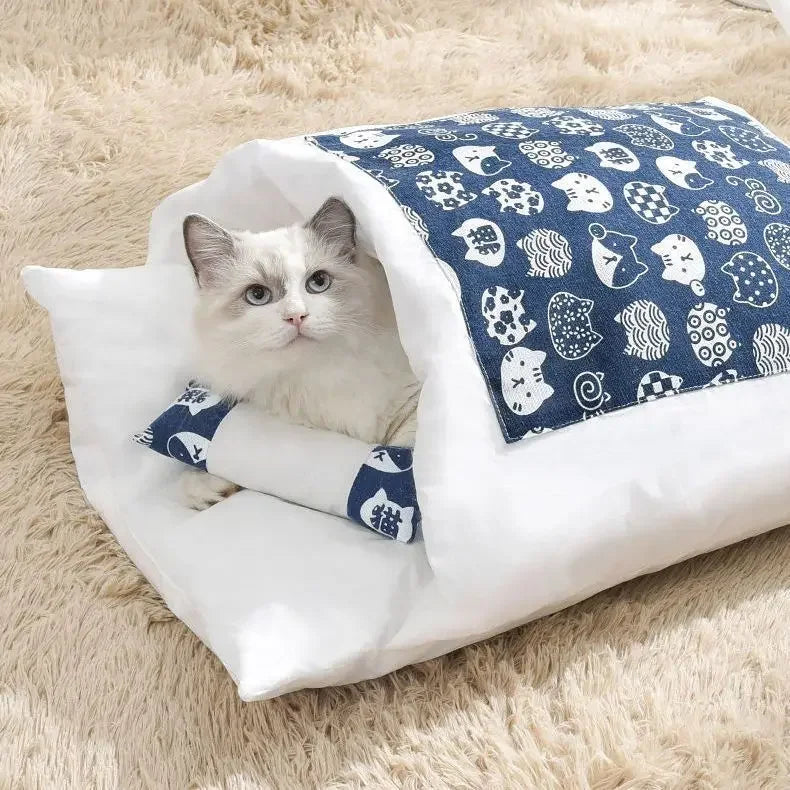 Kawaii Removable Cats Bed House Home Supplies Products for Adult Cats Large Pet Dog Bed Cat's House Cave Comfortable  Food Cute