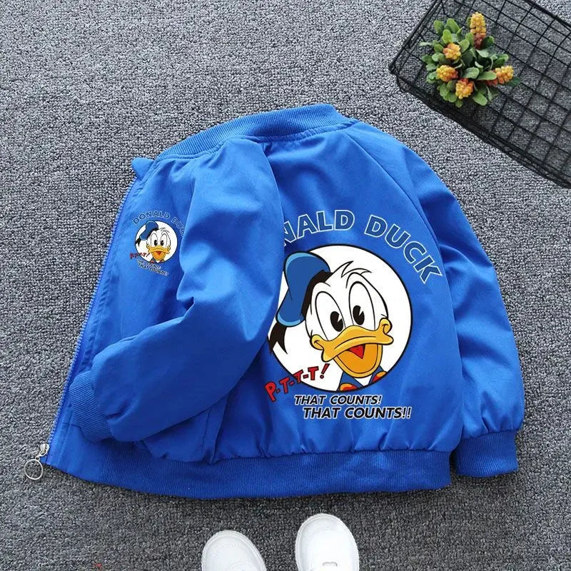 New Autumn Baby Boys Girls Jacket Fashion Cartoon Donald Duck Print Outerwear for Kids Clothes Spring Children Windbreaker Coats