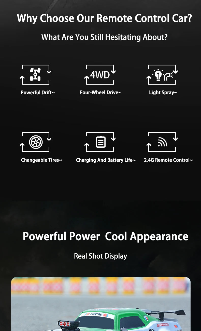 1/16 RC Car AE86 4x4 High-Speed RC Drift Cars 2.4G Remote Control Racing Vehicle 18km/h Waiting For Light Spray Toys for Boys