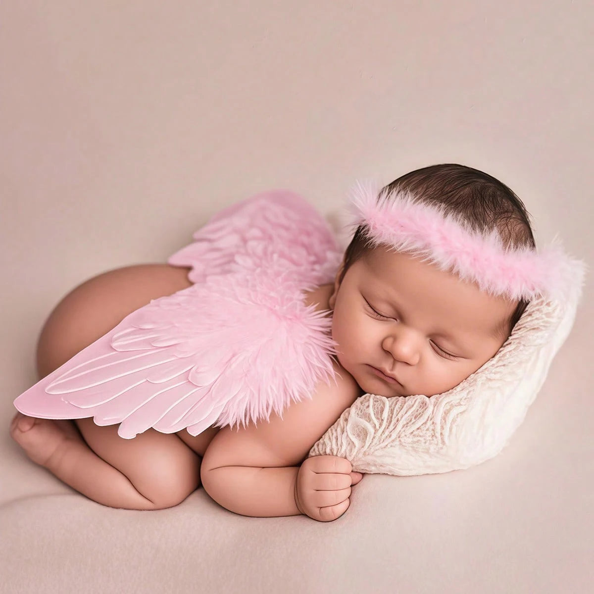Ylsteed Newborn Baby Boys Girls Angel Wings Photography Props Two-Piece Set with Headband Photography Accessories Photo Shoots