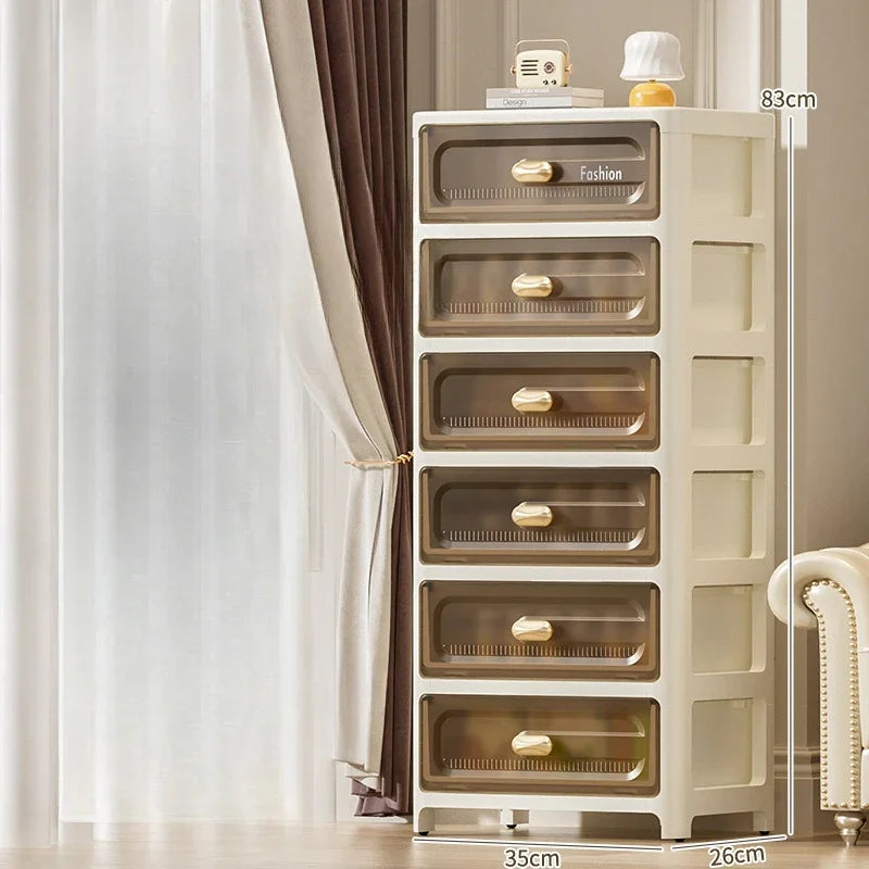 Home Minimalist Storage Cabinet Multi-layer Drawer Style Storage Cabinet Snack Storage Cabinet Home Storage Cabinet with Pulley