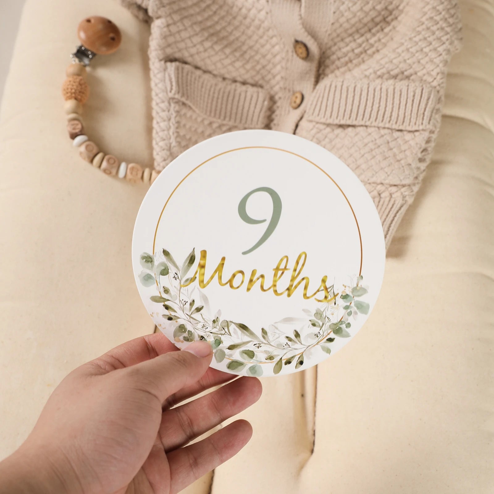 Baby Milestone Number Monthly Memorial Cards For Newborn Baby Paper Wooden Engraved Age Photography Accessories Birthing Gift