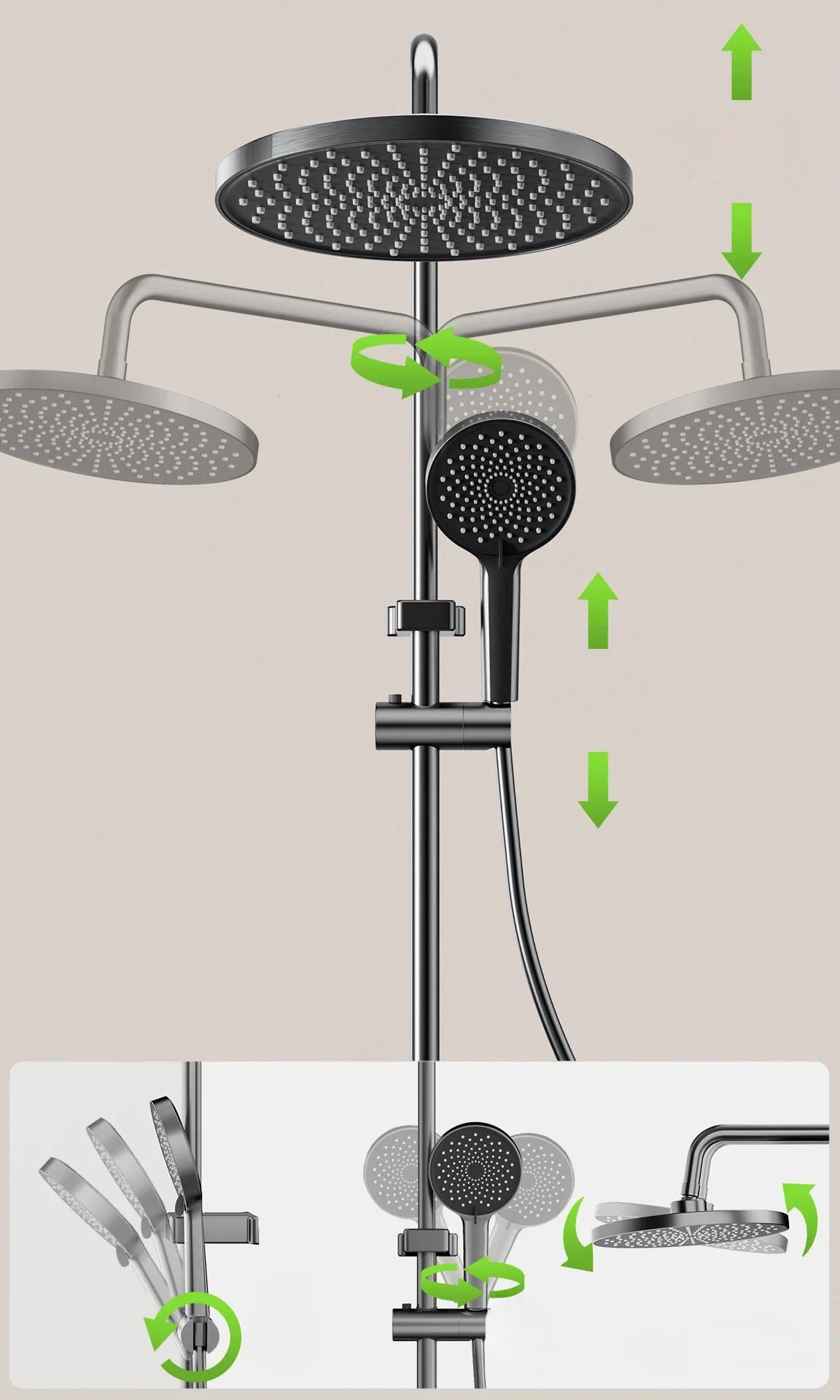 Knob Type Three Ways Water Outlet Sunflower Shower System Wall Mounted Bathroom Shower Faucet Set Rainlfall Bathroom Shower Set