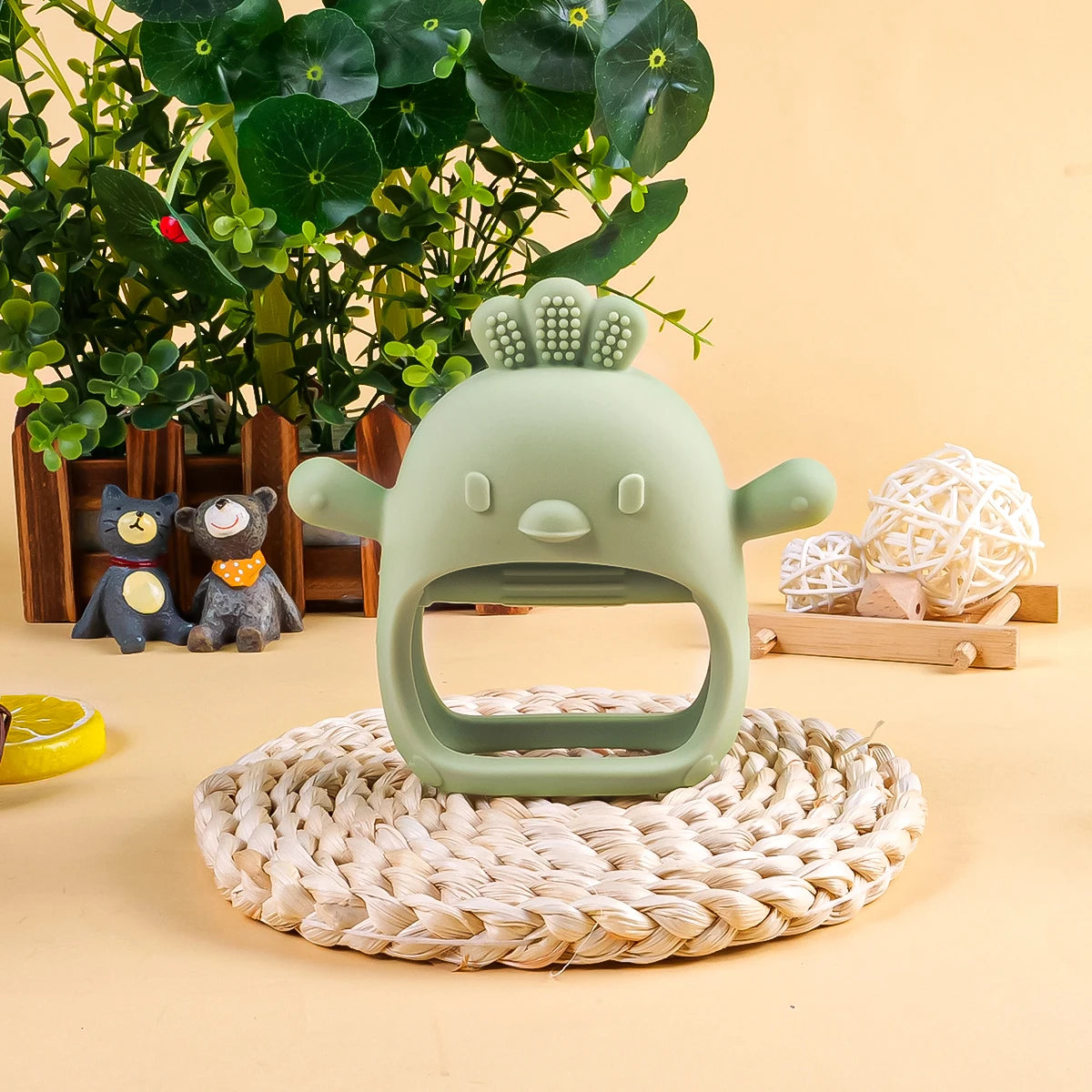 Baby Teether Chick Gloves Teether Silicone Anti-eating Hand Molar Stick Massage Gums Baby Anti-biting Teether Baby Accessories