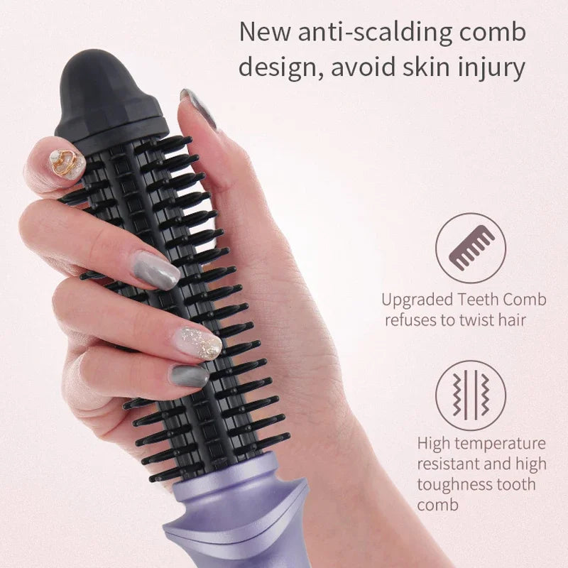 2 in 1 Hot Air Brush Hair Comb Mini Electric Brush Volumizer 2 in 1 Salon Hair Straightener Curler Portable Curling Styler