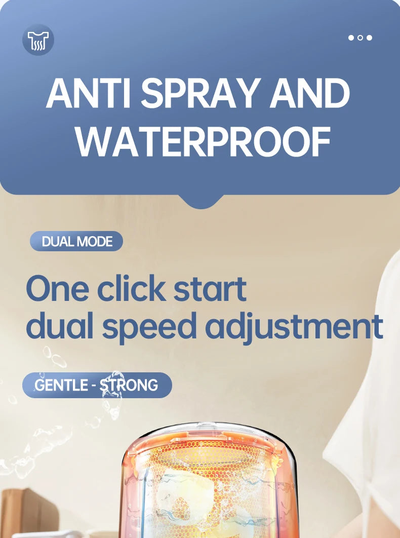 F1 portable mini washing machine with USB charging, silent and fully automatic washing machine, a must-have for dormitory travel