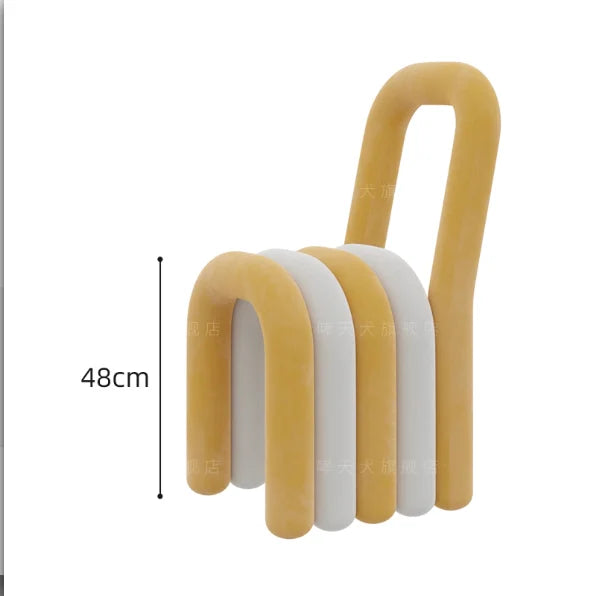 Nordic Style Creative Curved Chair, Plush Upholstered Kids/Accent Living Room Furniture