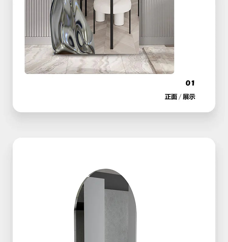 Wall hanging water ripple household villa model room floor mirror full-length mirror visual decoration