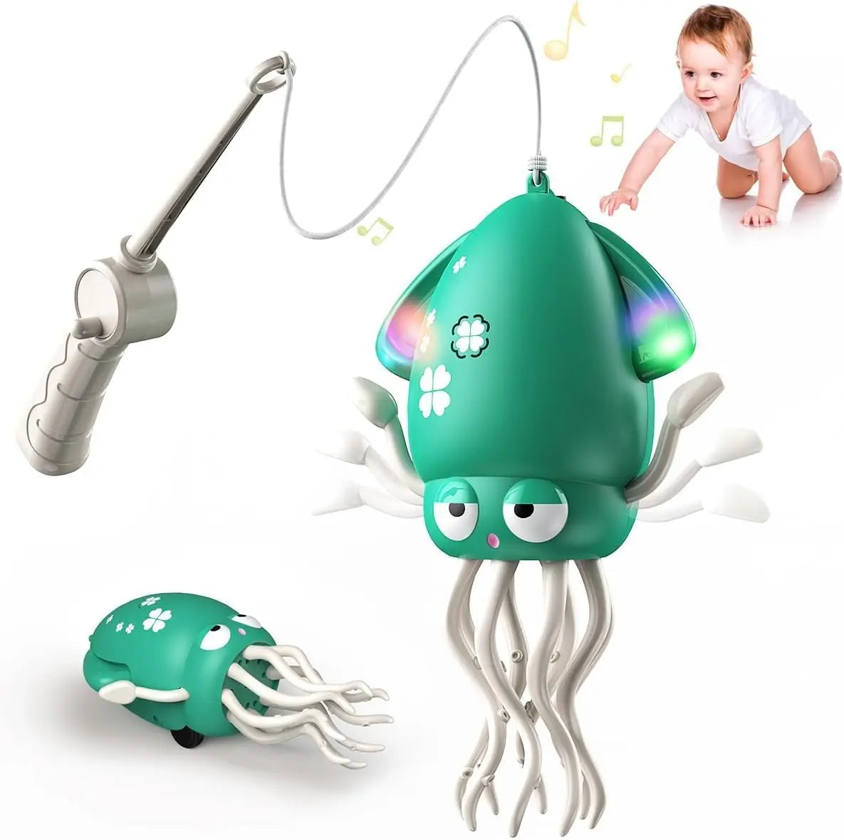 Magic Dancing Octopus Toy Electric Pet Crawling Light&Music Squid Toys for Kids Interactive Development Toddler Tummy Time Gifts