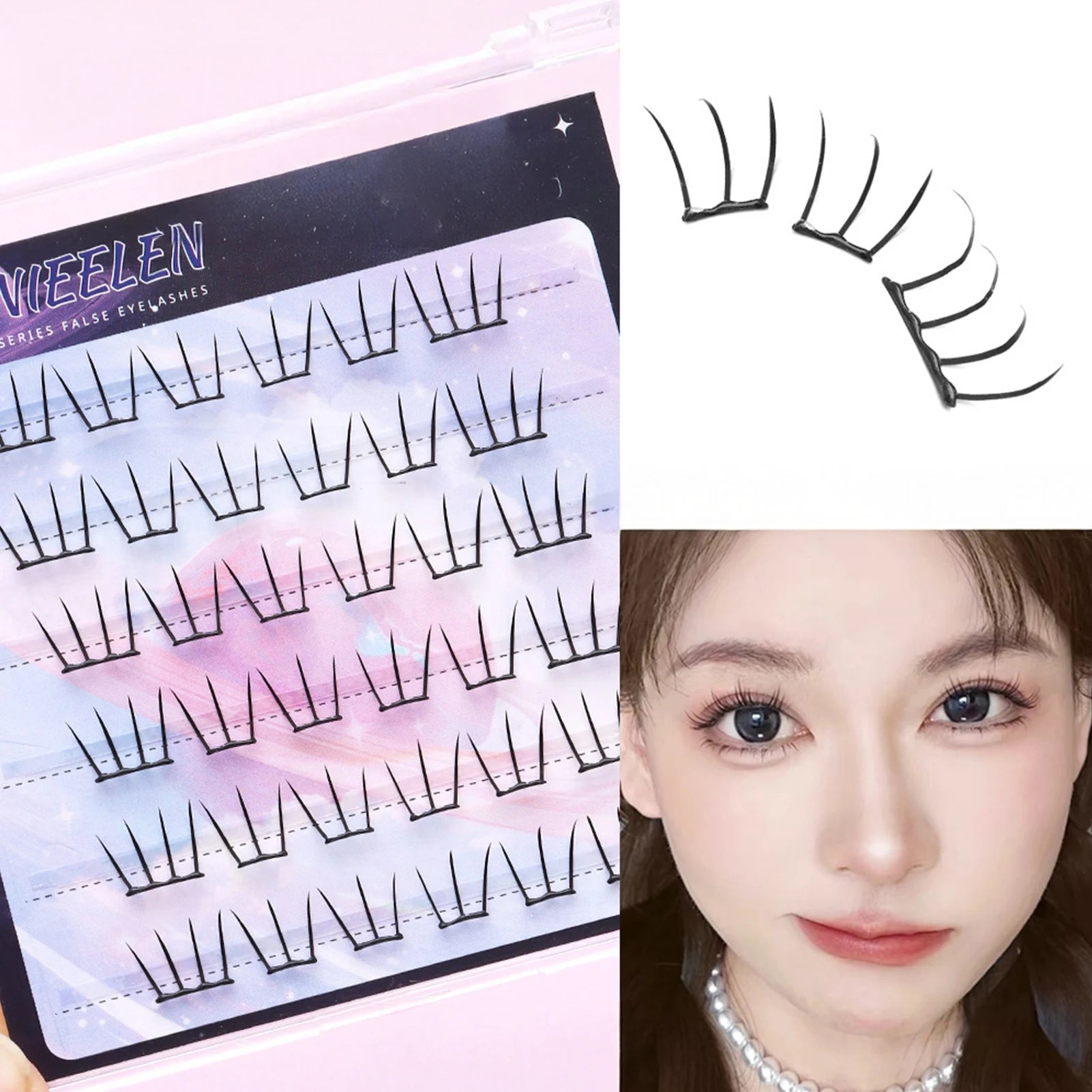 Self Adhesive DIY Lashes No Glue Needed Reusable Bottom Lash 5D Fluffy Cluster Eyelash Korean DIY Manga Lash Extension At Home