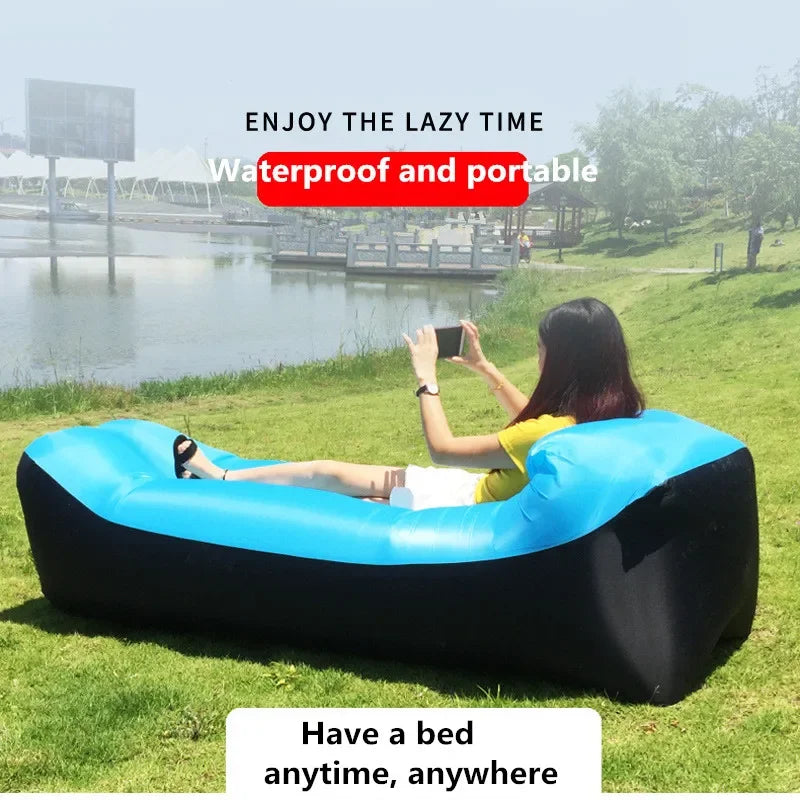 OTAUTAU Inflatable Sofa Lazy Sofa Outdoor Portable Picnic Camping Beach Festival Inflatable Lazy Mattress Inflatable Sofa