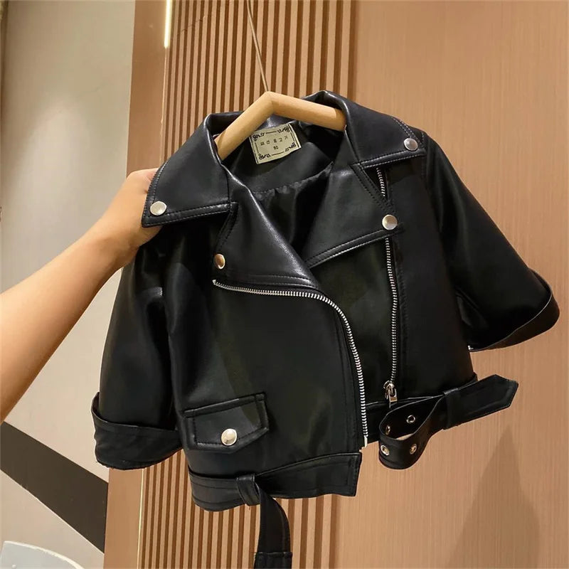 Boys Handsome Leather Jackets Kids 2-8 Years New Classics Spring Autumn Coats Baby Children Pu Outerwear Kids Zipper Fly Clothes