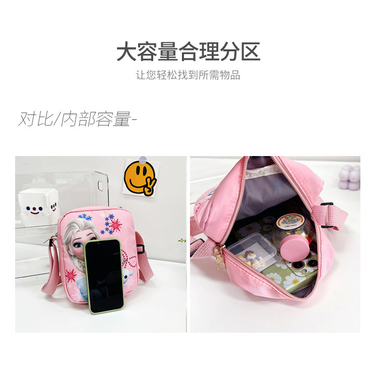 Disney New Cartoon Frozen Children's Bag Baby Girl Cute Princess Crossbody Bag Elsa Gift Shoulder Mobile Phone Bag