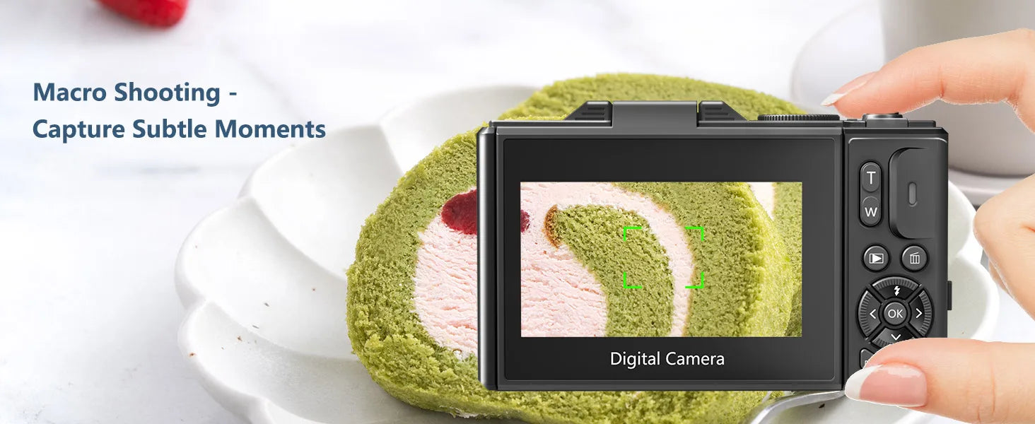 4K compact digital photography camera, 18x digital zoom, vintage vlog video recorder for YouTube, 180° flip screen, WiFi webcam