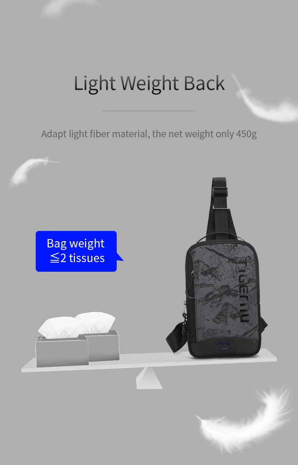 Tigernu Chest Bag For Men Cool Style Men Shoulder Bag 9.7inch IPad Bag Casual Male Crossbody Bag Lightweigt Mini Bags