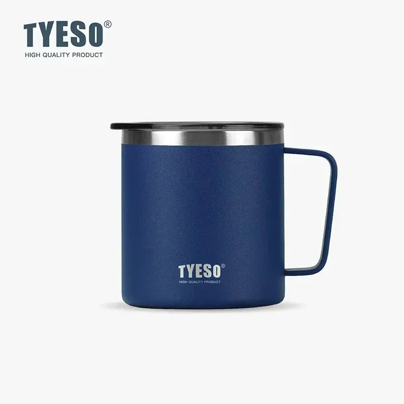 Tyeso 400ML Coffee Cups 304 Stainless Steel Mug with Visual Lid Portable Traveling Home Office Outdoor Water Cup Drinkware Gifts