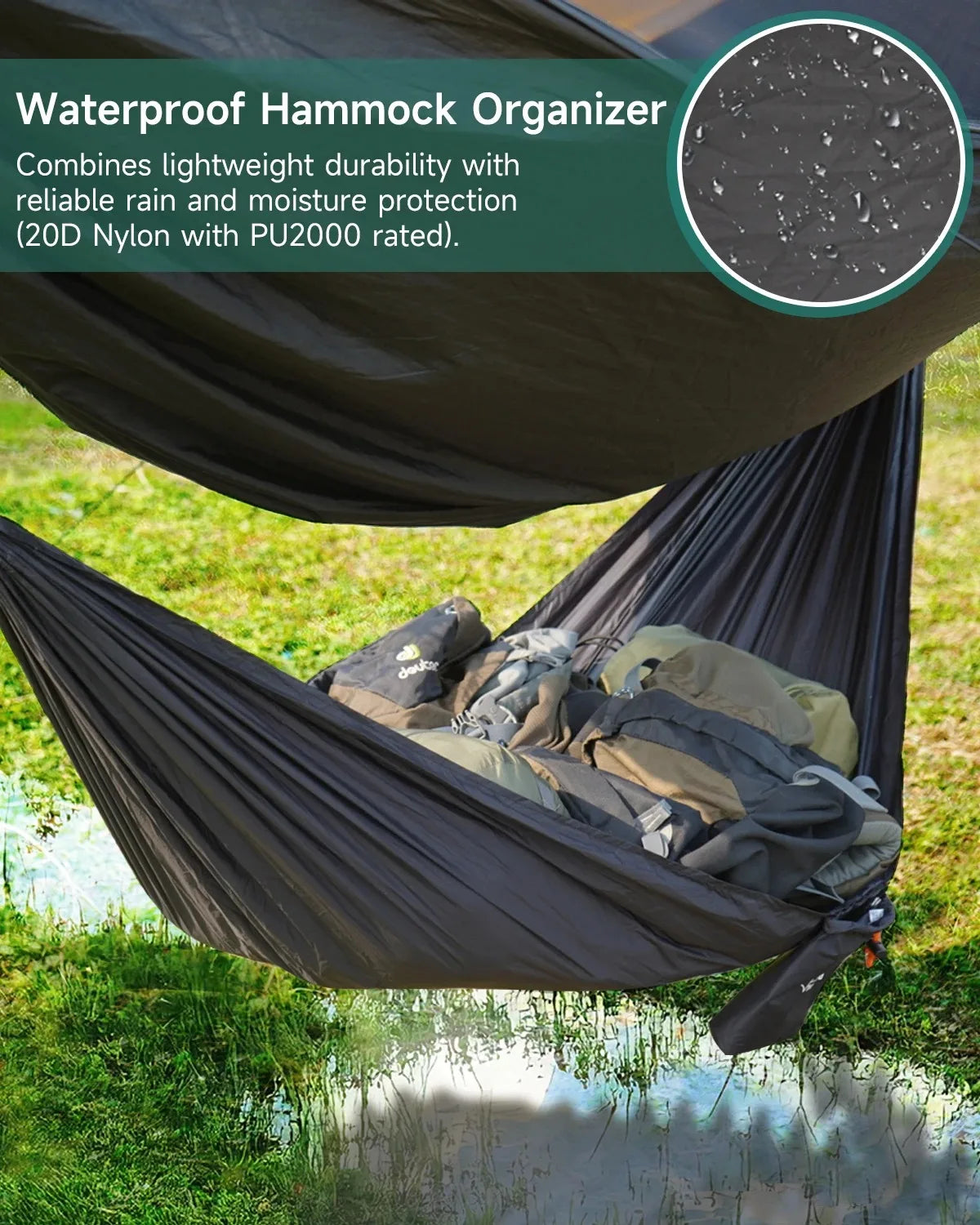 Outdoor 2-in-1 sunshade double-person anti-rollover mosquito-proof hammock, camping quick-opening hammock, with storage hammock