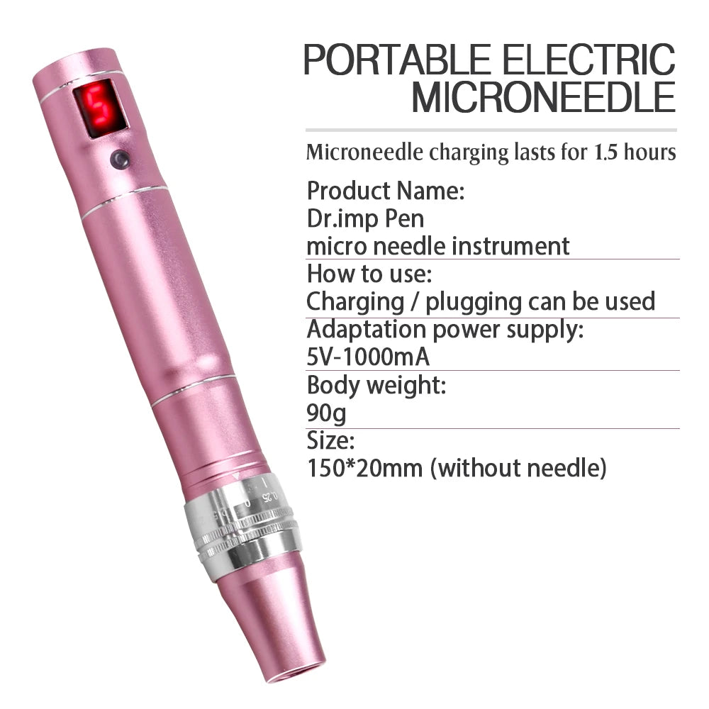 Electric Dr.imp Pen Wireless Dermapen Beuty Care Machine Mute Derma Pen Needle Cartridge Microneedling Tips Nano Micro Needles