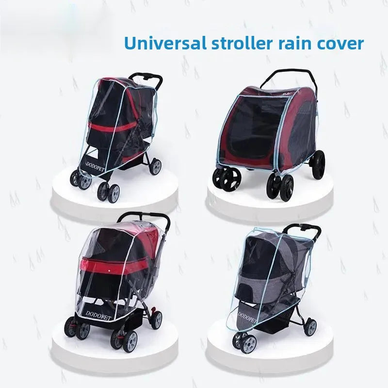 (only Raincoats) Pet Strollers Raincoat Dog Trailer Pet Trolley Small Dog Folding Trolley Raincoat Windshield（Without Stroller）