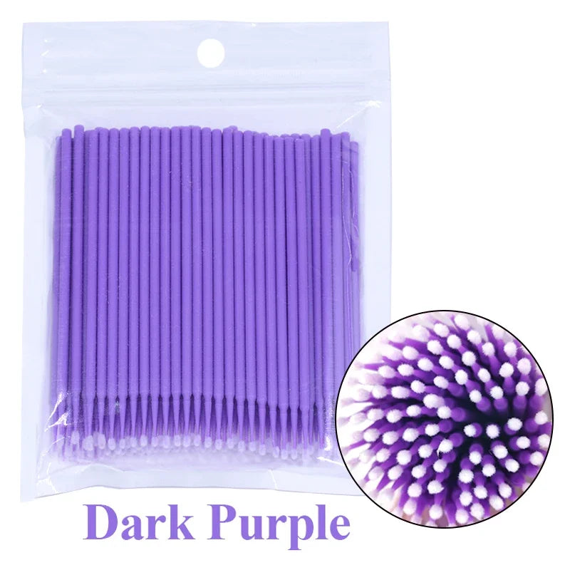 100Pcs Eyelash Cleaning Brush Lash Extension Micro Cotton Swab Individual Eyelashes Microbrush Beauty Makeup Clean Remover Tools
