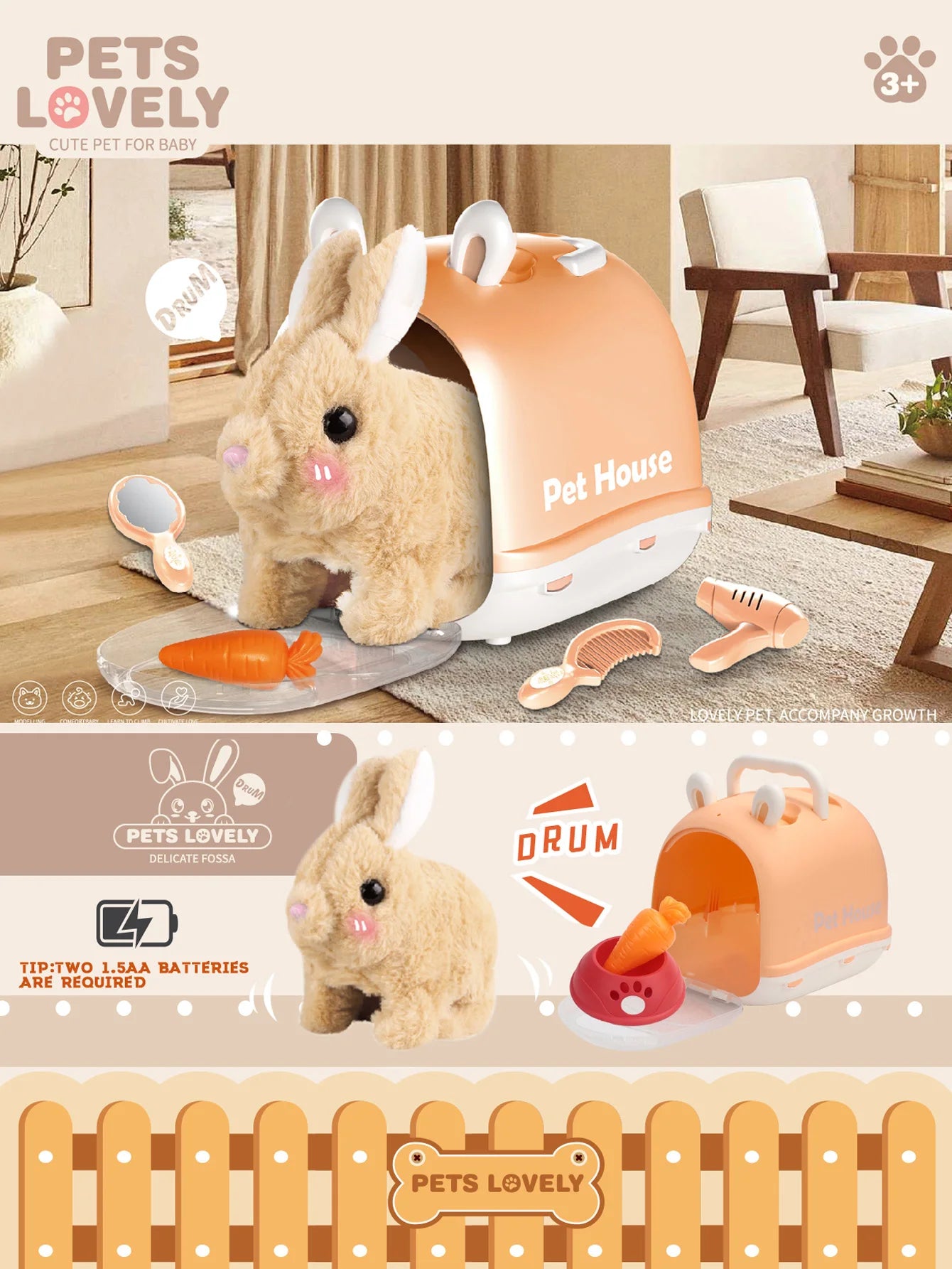 Plush Toy Puppy / Bunny Electronic Interactive Toys - Walking, Barking, Wagging Tail, Kids Toddler Companion Animals.