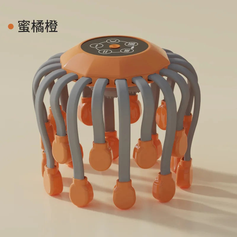 New Vibration Rechargeable Full Head Massager Spider Sleep Aid Electric Head Massage Machine Relieve Fatigu Relax Health Care