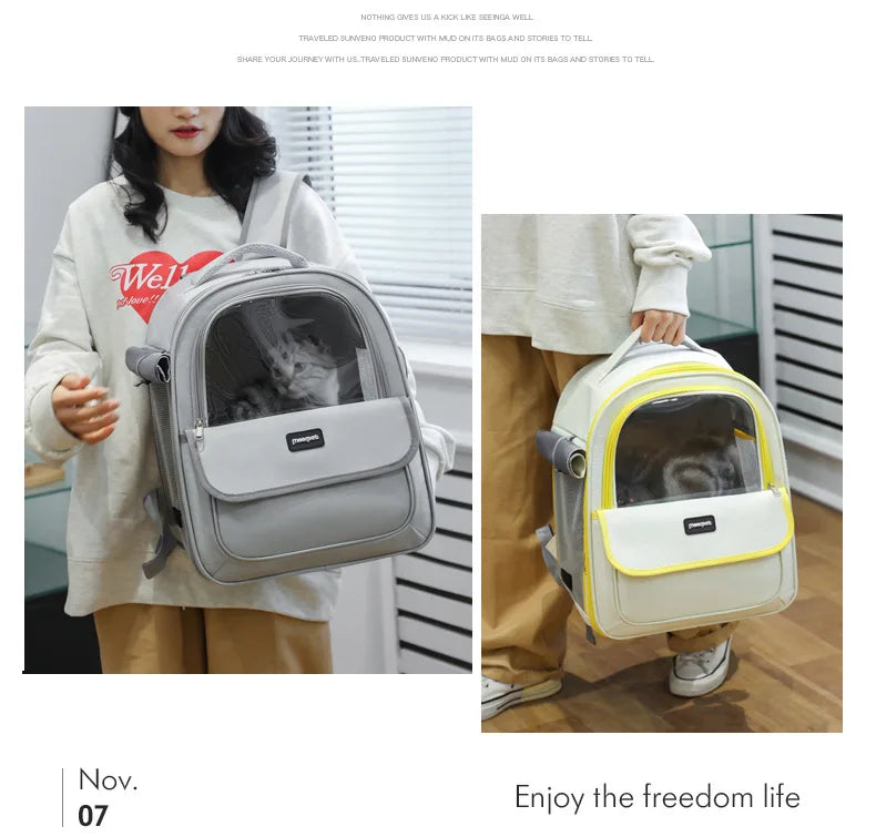 Large Capacity Breathable Mesh Portable Foldable Pet Carrier Backpack for Dog and Cat Outdoor Travel Camping Hiking Supplies