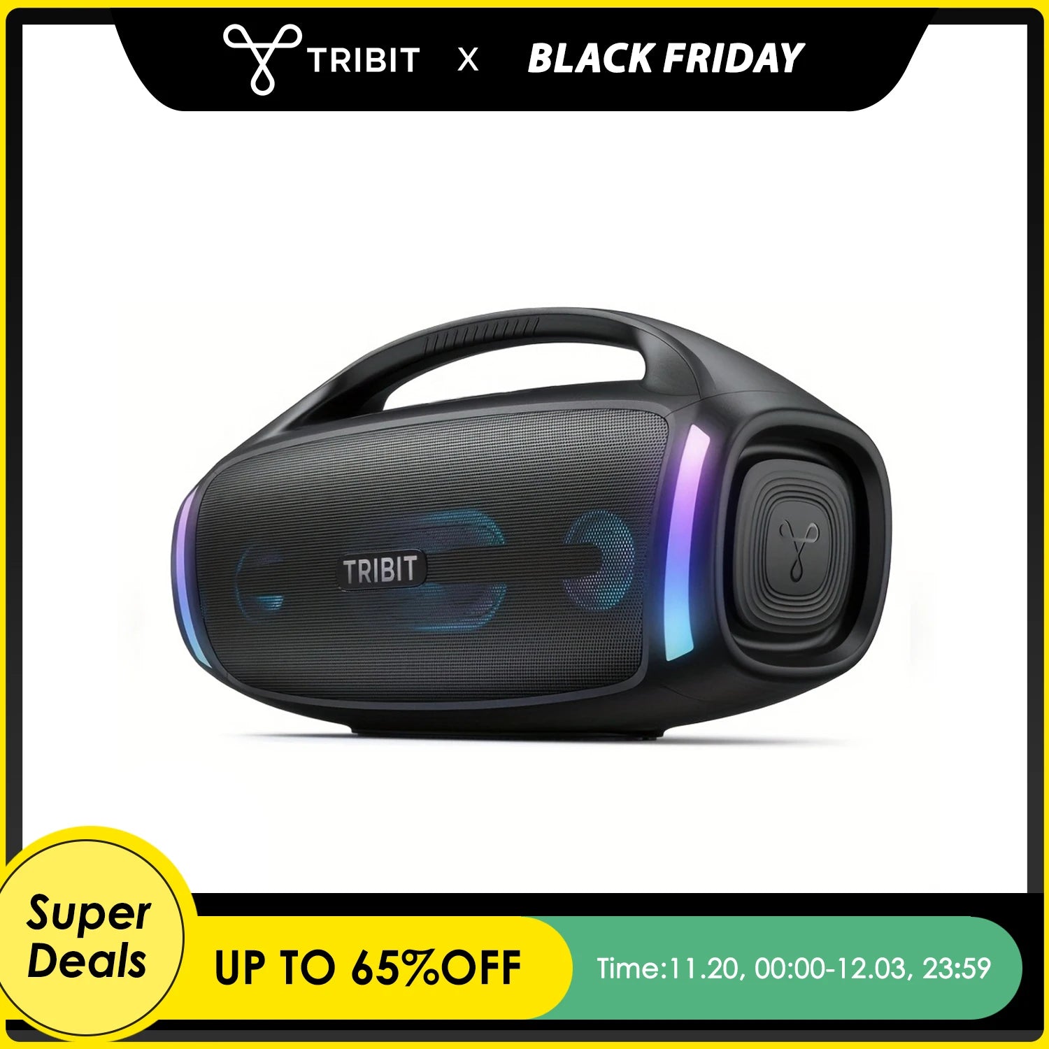 TRIBIT StormBox Blast 2 Bluetooth Speaker, 200W Power With Subwoofer Outdoor IP67 Party Speaker, 30H Playtime, LED, Mic Input