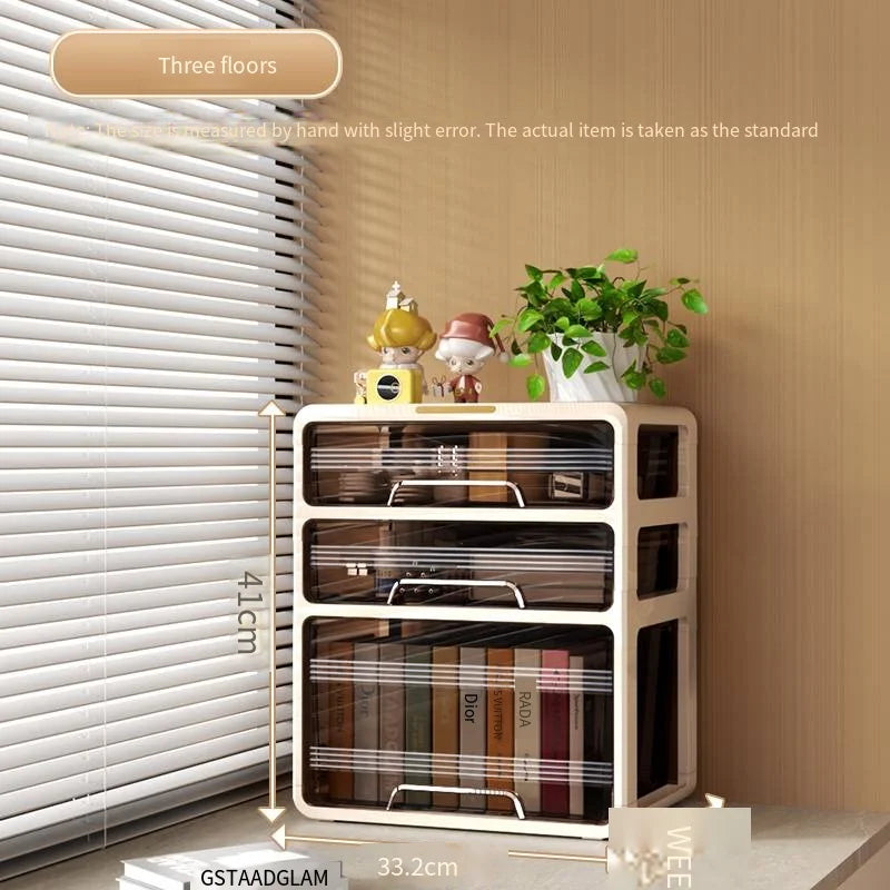 Window-side storage cabinet, transparent storage cabinet that doesn't require installation, large-capacity bedroom storage box