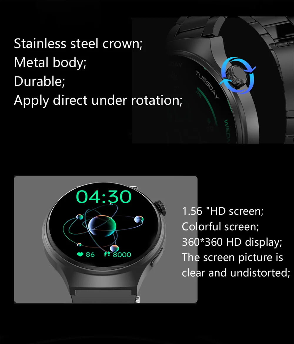 LAXASFIT 2025 New Men's Smart Watch HD Screen Heart Rate Bluetooth Call NFC Smartwatch For Men Women Holiday Gifts
