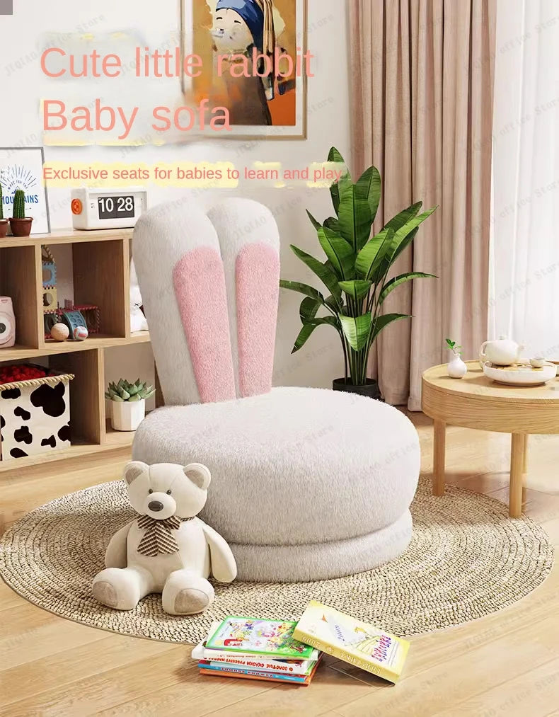 Children's Sofa Lazy Sofa Cute Chair for Living Room Rotating Cartoon Rabbit Ears Chair Leisure Reading Chair Chair with Back