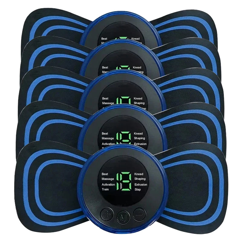 Portable Mini Massage Pad Muscle Pain Relief Micro Current Relieve Fatigue Rechargeable 8 Modes 19 Levels Slim Gel Massage Pad