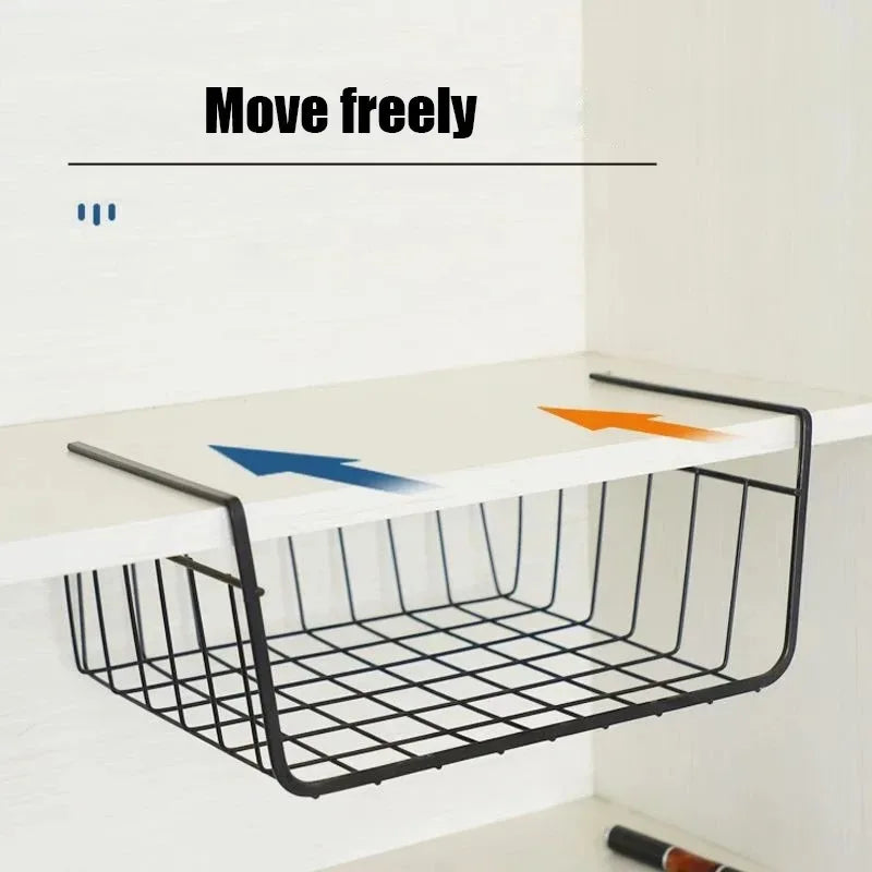 Multi Functional Shelf Desk Cabinet Storage Rack Under Table Hanging Mesh Basket Wardrobe Holders Metal Iron Kitchen Organizer