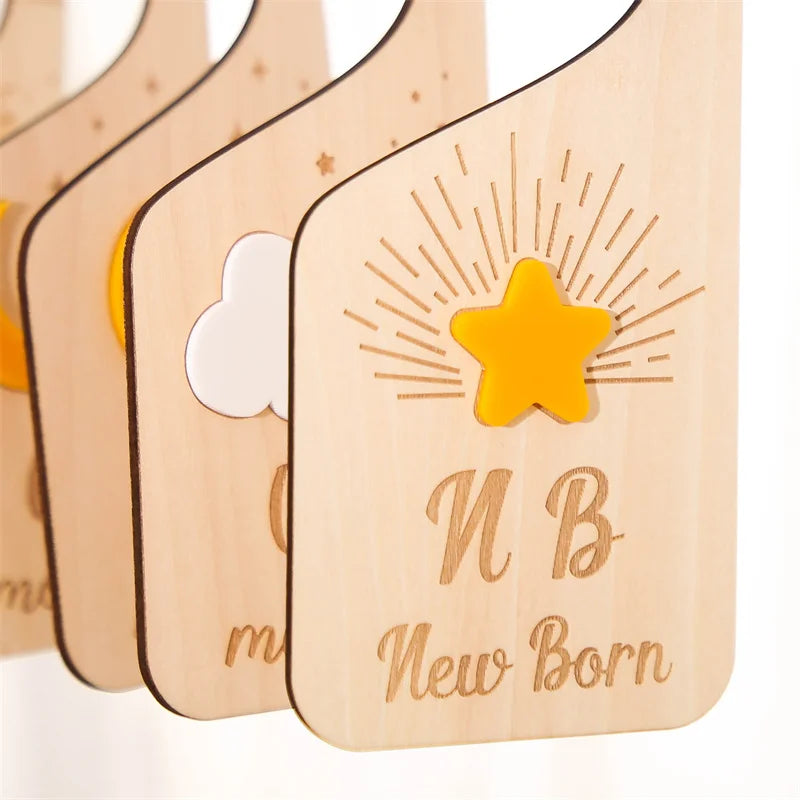 Baby Wooden Dividers Closet Size Wardrobe Separator Star Moon Milestone Cards Months Organizers Kids Photography Accessories