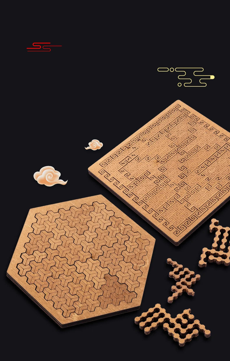 Impossible Wooden Puzzle IQ Puzzles for Adults Impossible JigSaw Puzzles Brain-teaser Ten Level Difficulty Tangram Board Games