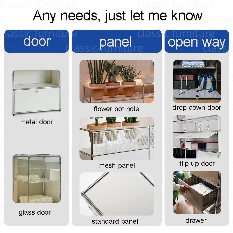 Modular Module Furniture Magazine CD Display Customized Metal Stainless Steel Cabinet  Storage  Sideboard Shelf DIY Living Room