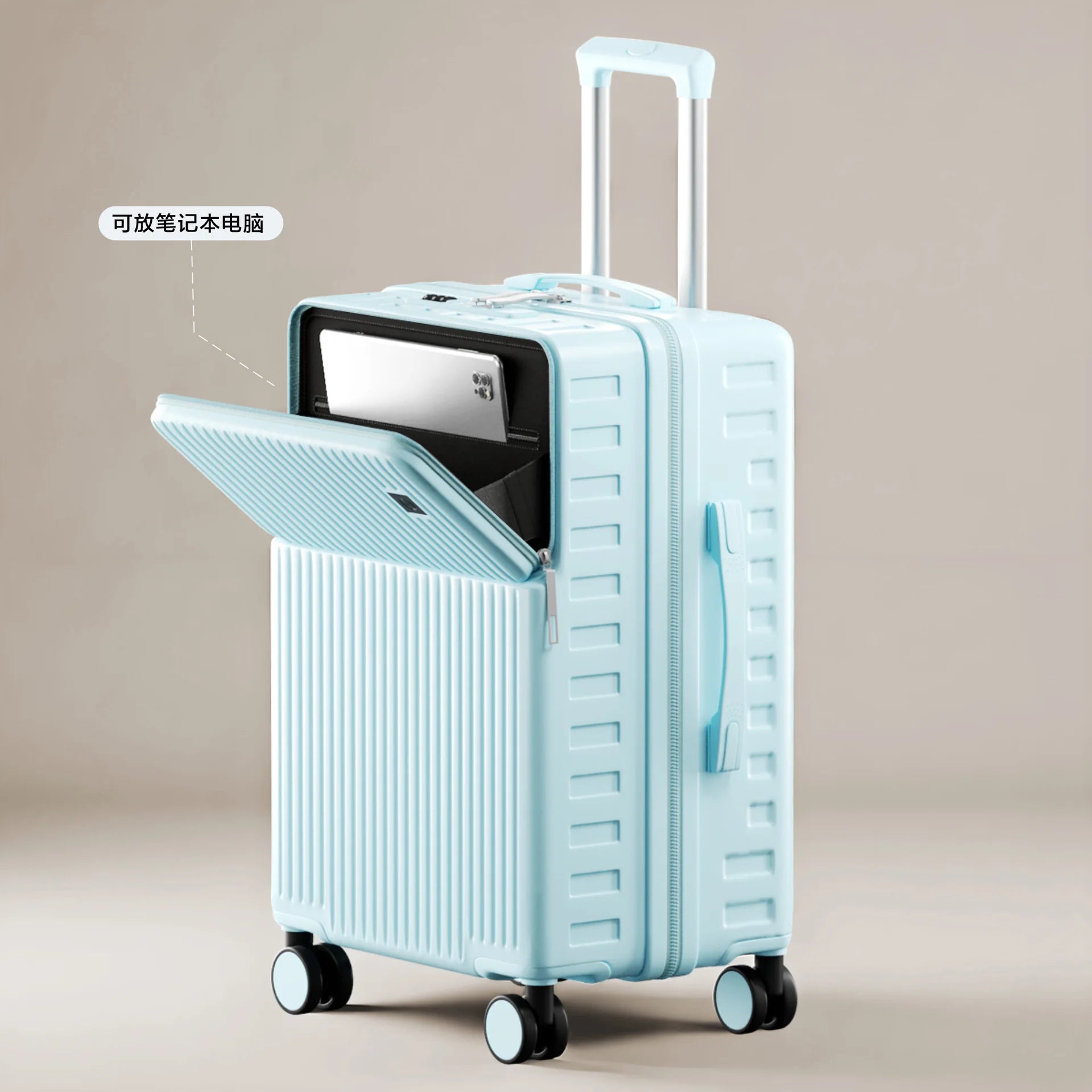 20"24"26 Inch Travel Suitcase Front Opening Luggage Laptop Boarding Case USB Charging Trolley Case with Wheels Carry on Luggage