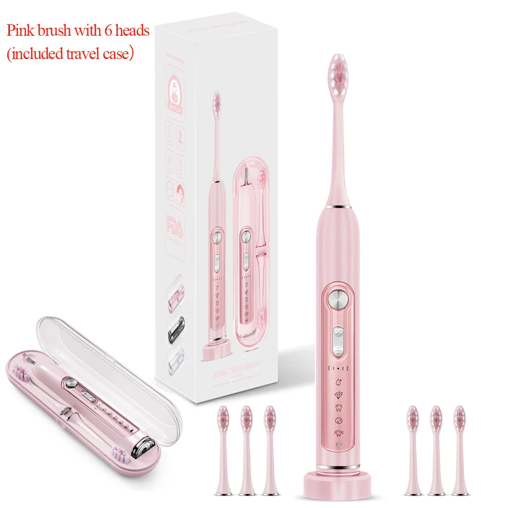 SUBORT S7 Super Sonic Electric Toothbrushes for Adult Kid Smart Timer Whitening Toothbrush IPX7 Waterproof Replaceable Heads Set