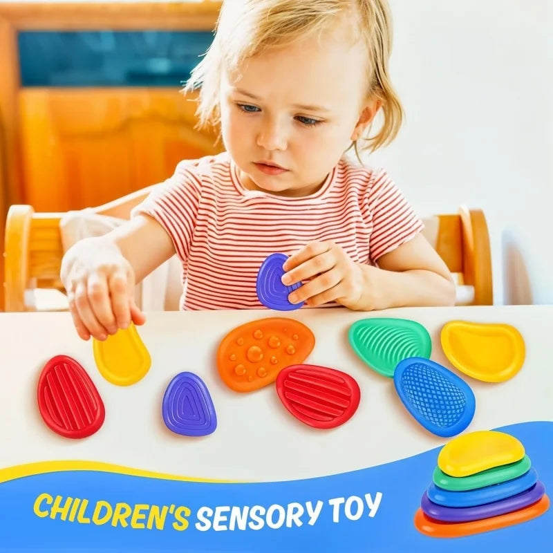 6PCS Fidget Toys Sensory Stone Set Soft Textured Worry Stones for Autism Calming Silicone Sensory Autism Toys for Anxiety Relief