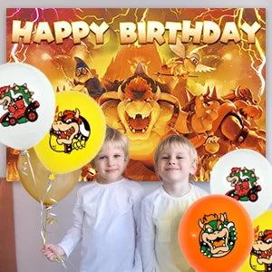 Party Supplies for Bowser Birthday,112pcs Decorations for King Kuppa party Banner,Plates,Cake Toppers,Tablecloths,Backdrop etc.