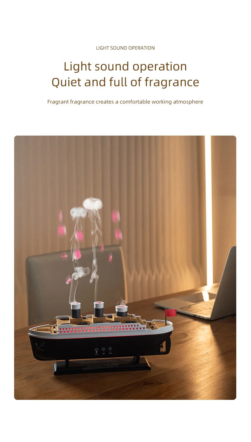 Titanic Ship Model Air Humidifier Essential Oil Diffuser Jellyfish Smoke Ring Fragrance Aroma Humidifier With Remote Control